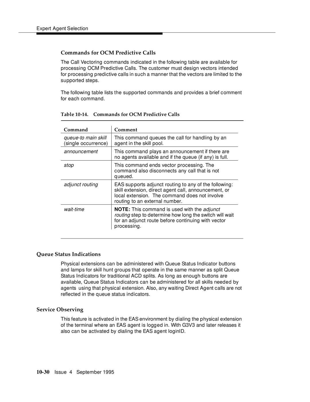 AT&T 555-230-520 manual Commands for OCM Predictive Calls, Queue Status Indications 