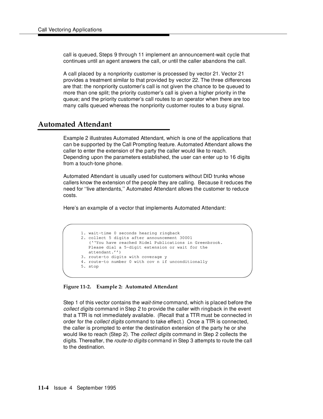 AT&T 555-230-520 manual Example 2 Automated Attendant 