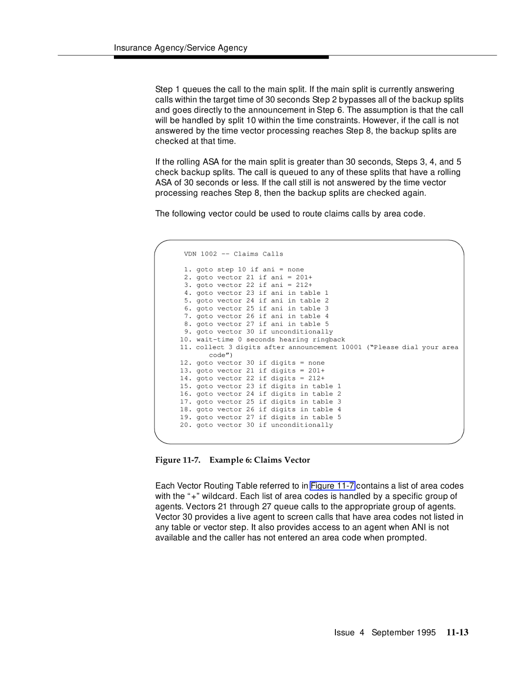 AT&T 555-230-520 manual Example 6 Claims Vector 