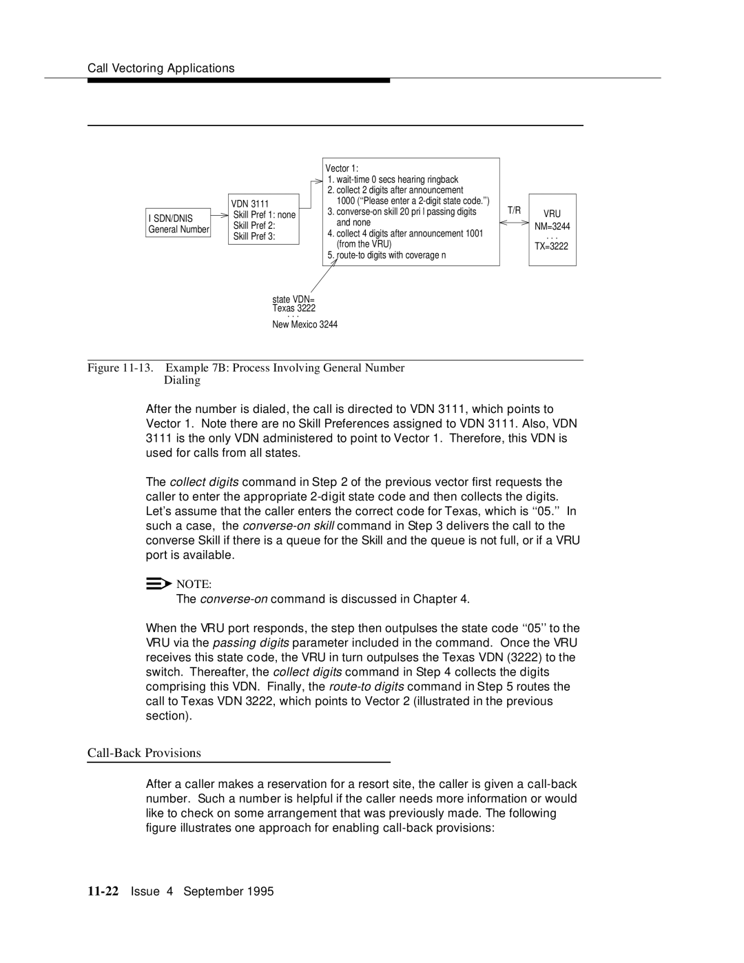 AT&T 555-230-520 manual Call-Back Provisions, Example 7B Process Involving General Number Dialing 