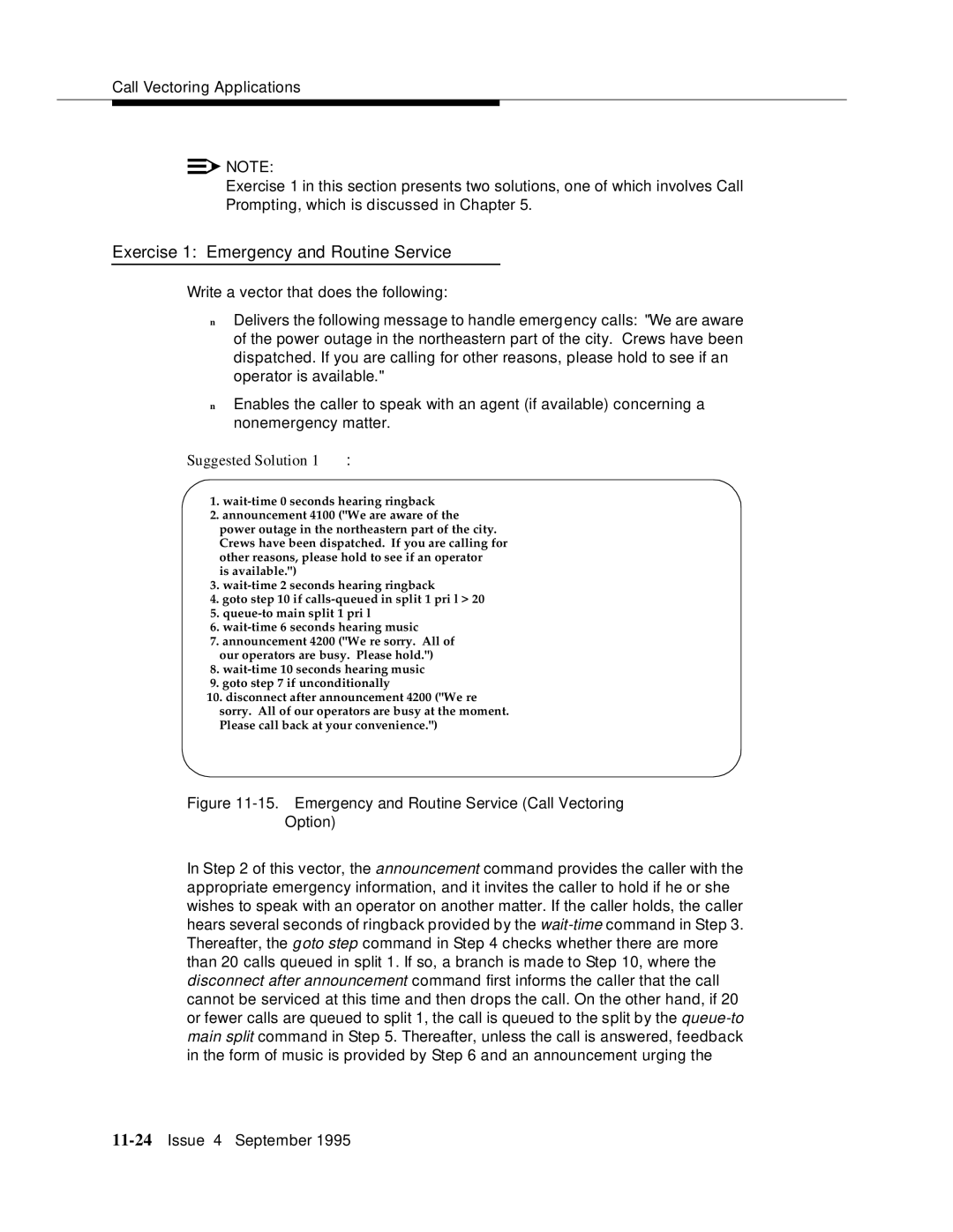 AT&T 555-230-520 manual Exercise 1 Emergency and Routine Service, Suggested Solution 