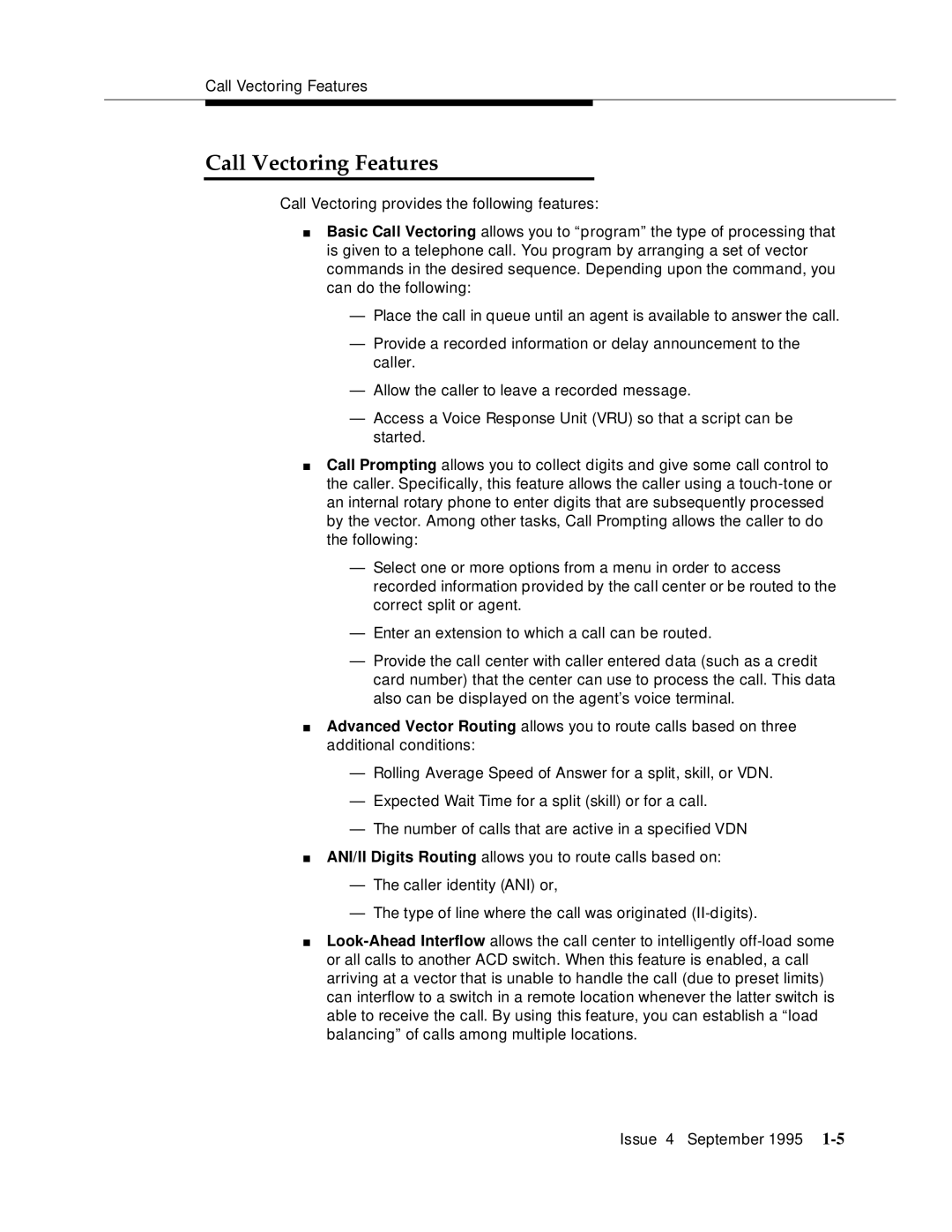 AT&T 555-230-520 manual Call Vectoring Features 