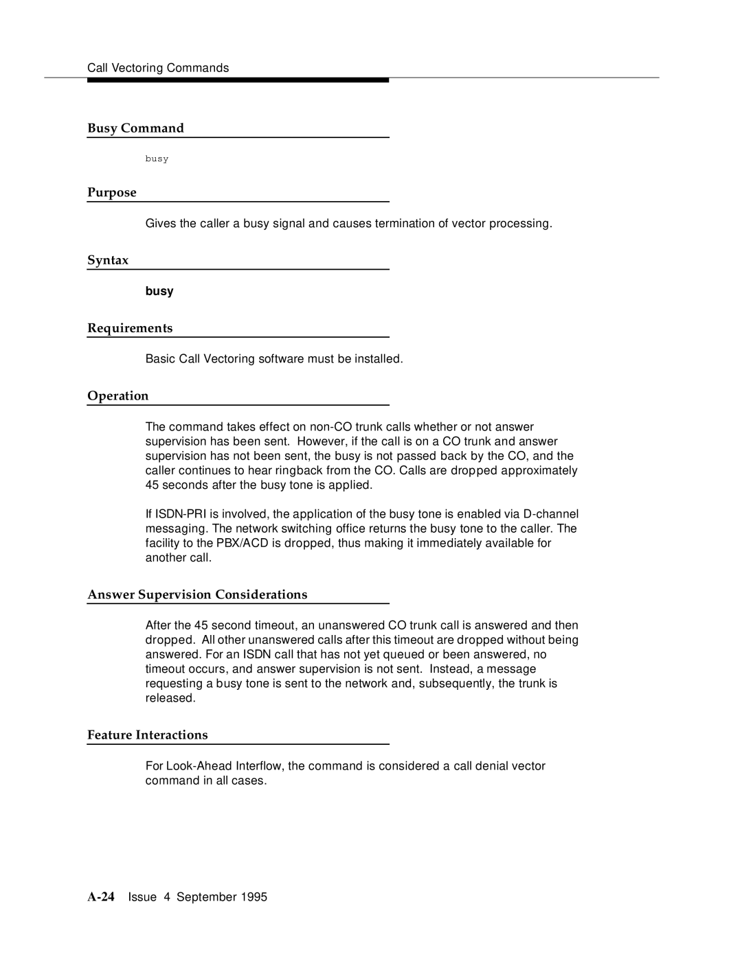 AT&T 555-230-520 manual Busy Command 