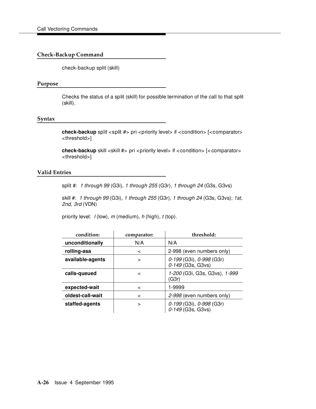 AT&T 555-230-520 manual Check-Backup Command 