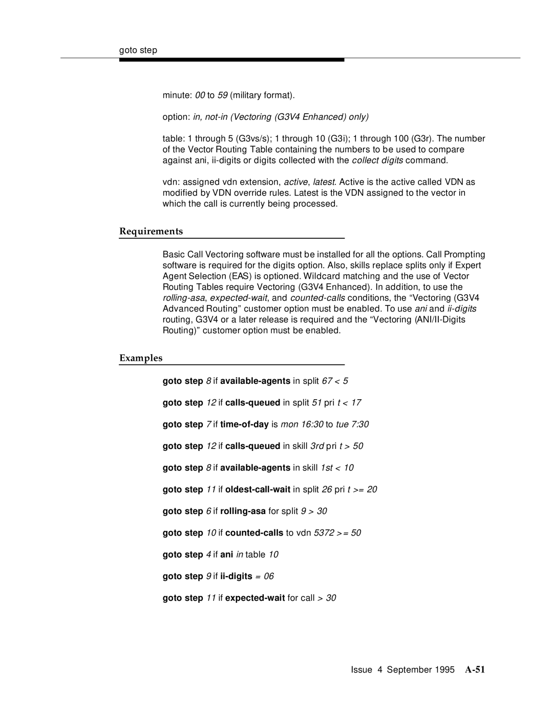 AT&T 555-230-520 manual Option in, not-in Vectoring G3V4 Enhanced only 