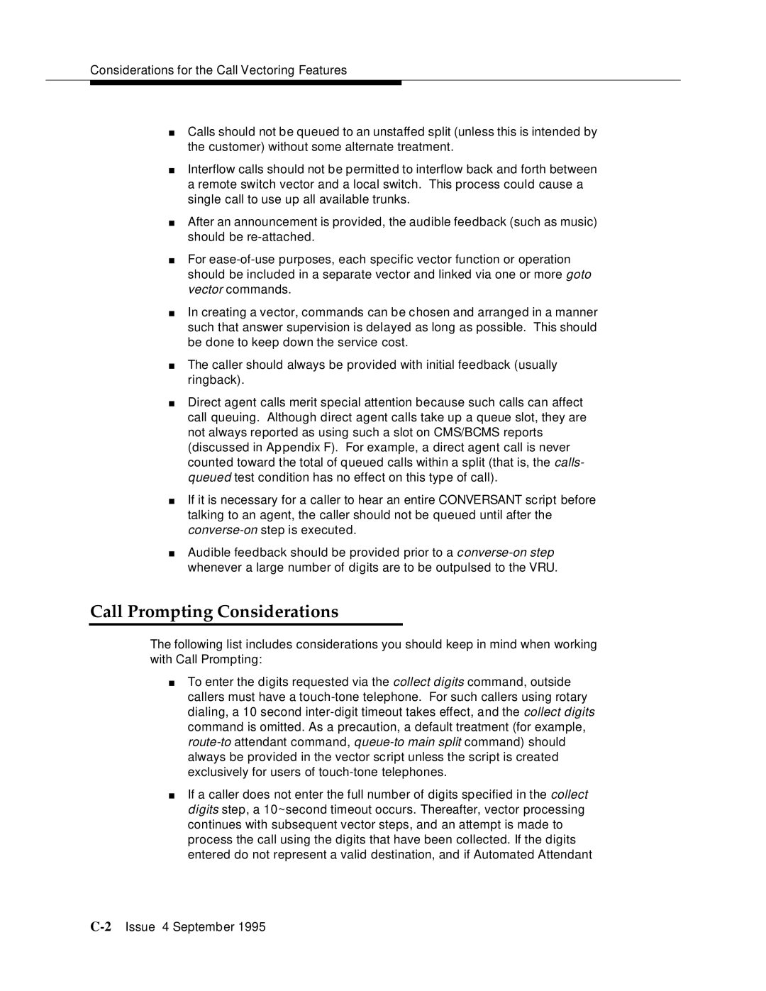 AT&T 555-230-520 manual Call Prompting Considerations 