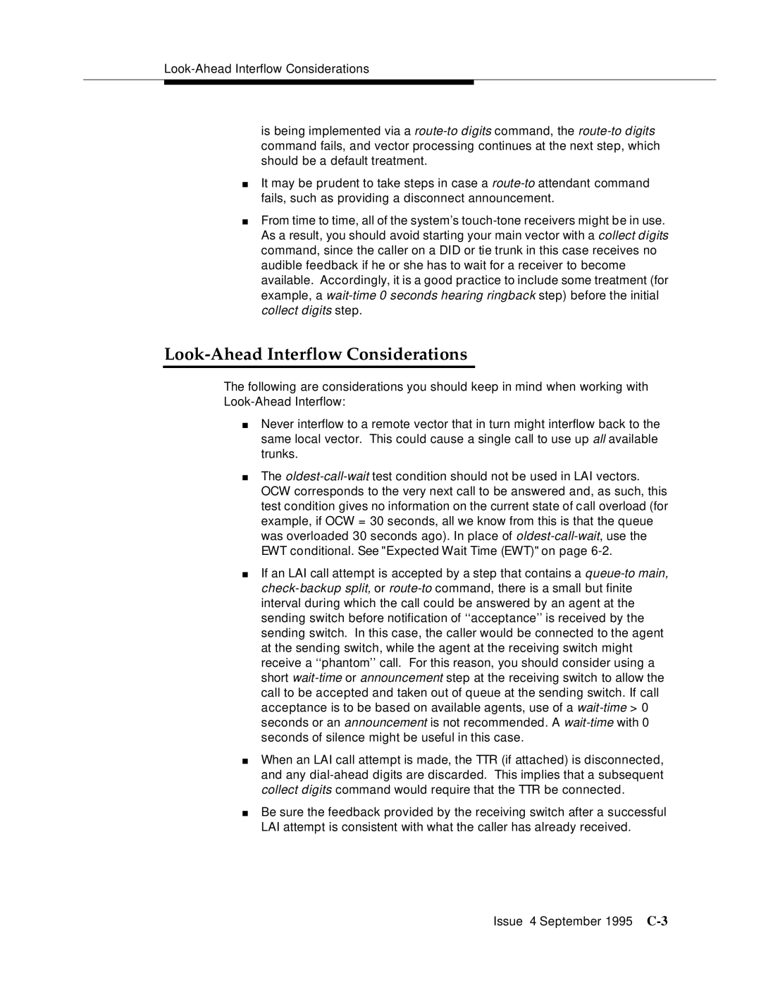 AT&T 555-230-520 manual Look-Ahead Interflow Considerations 