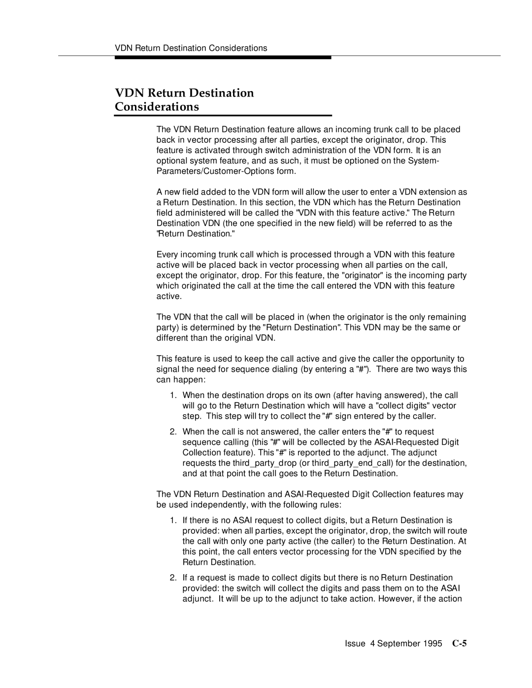 AT&T 555-230-520 manual VDN Return Destination Considerations 