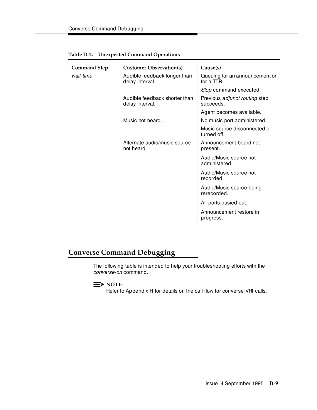 AT&T 555-230-520 manual Converse Command Debugging 