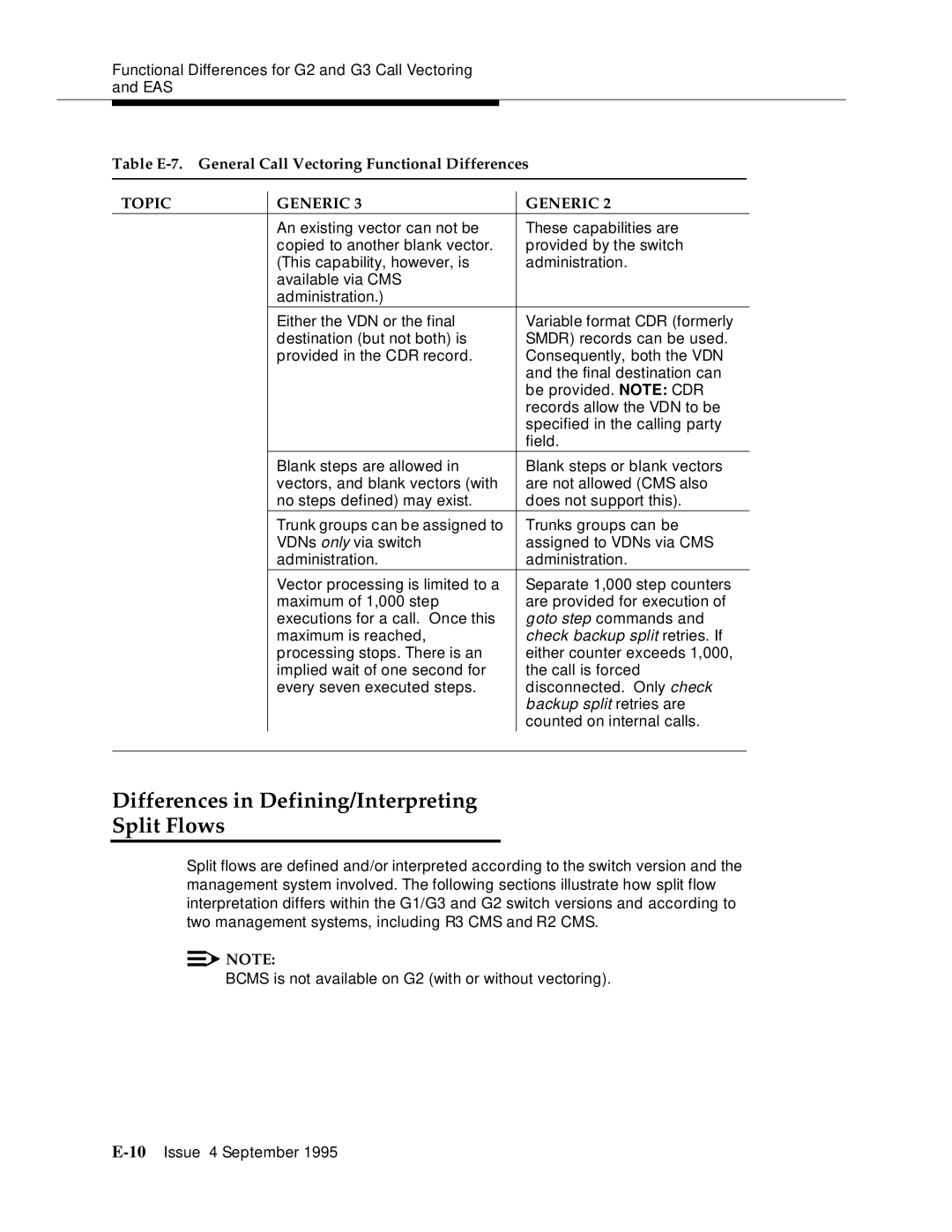 AT&T 555-230-520 manual Differences in Defining/Interpreting Split Flows, Check backup split retries. If 