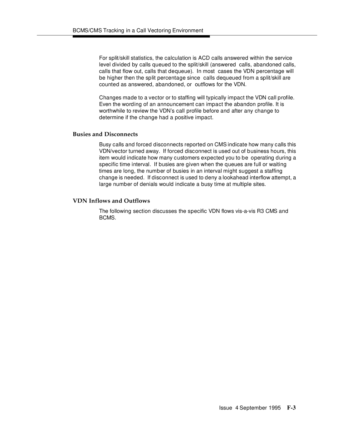 AT&T 555-230-520 manual Busies and Disconnects, VDN Inflows and Outflows 