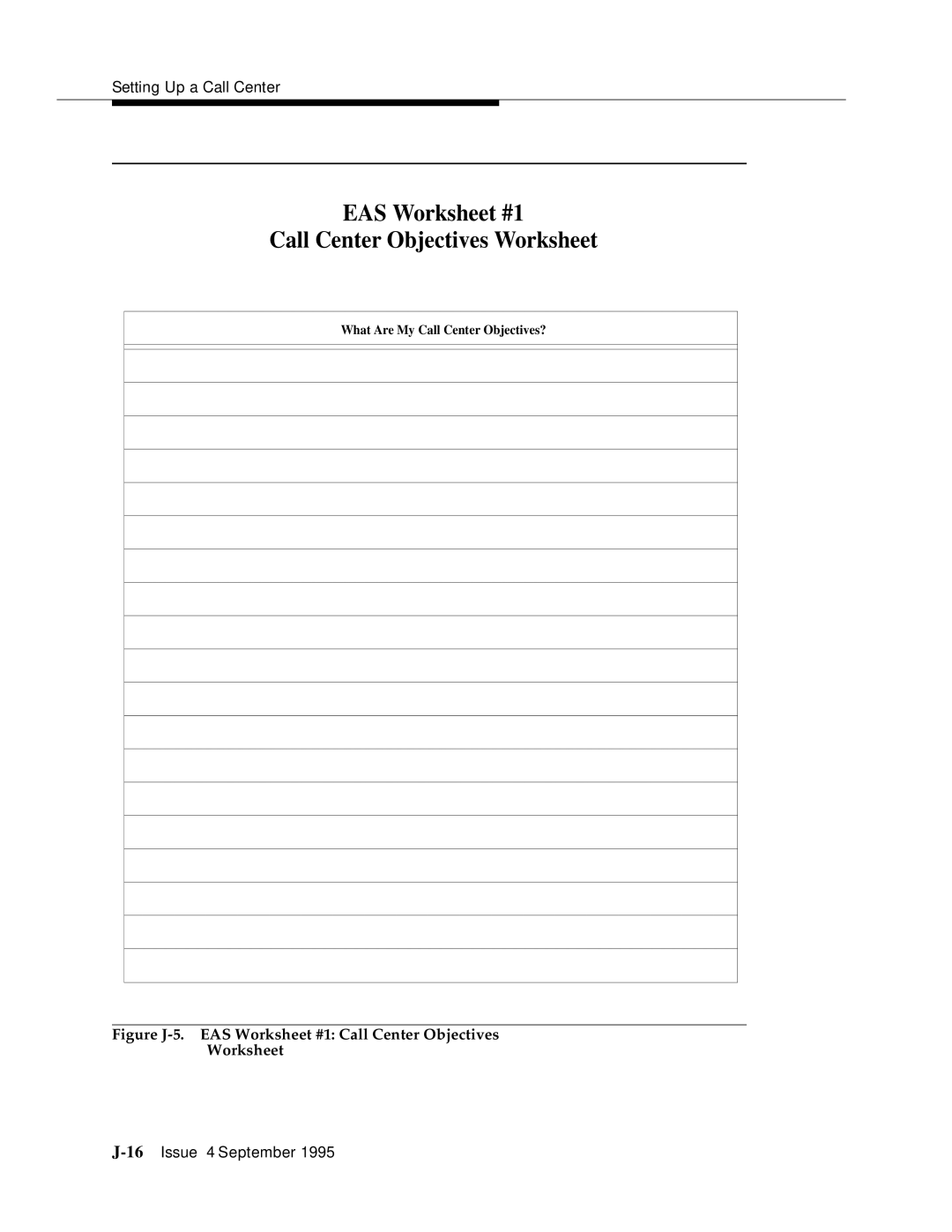 AT&T 555-230-520 manual EAS Worksheet #1 Call Center Objectives Worksheet 