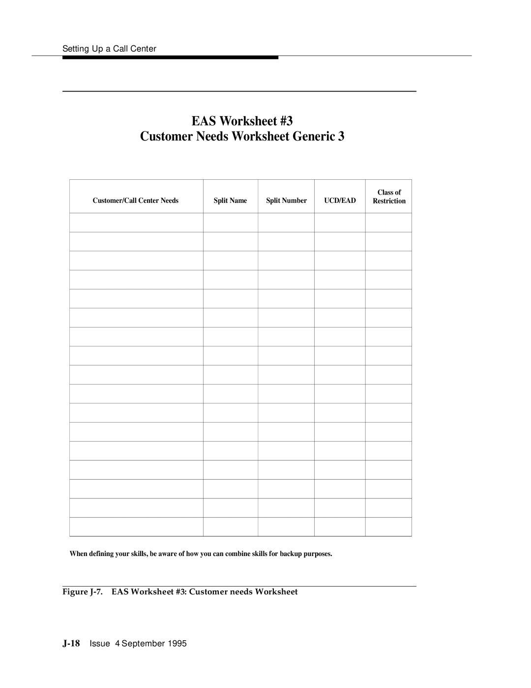 AT&T 555-230-520 EAS Worksheet #3 Customer Needs Worksheet Generic, Figure J-7. EAS Worksheet #3 Customer needs Worksheet 