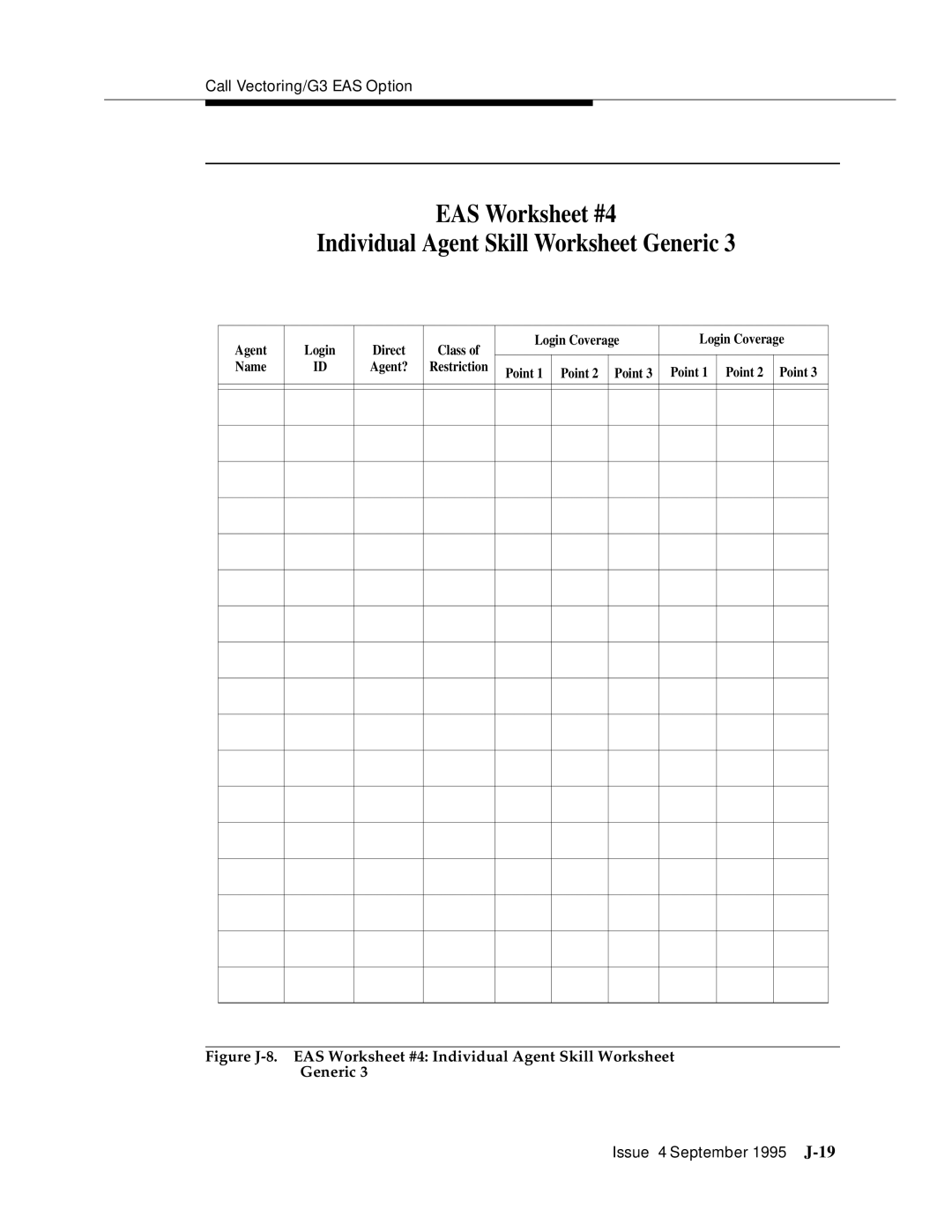 AT&T 555-230-520 manual EAS Worksheet #4 Individual Agent Skill Worksheet Generic 