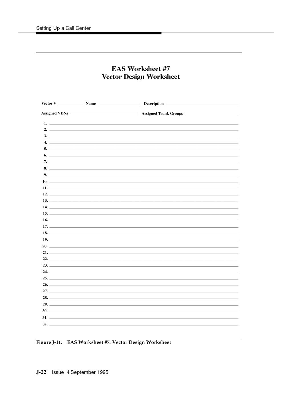 AT&T 555-230-520 manual EAS Worksheet #7 Vector Design Worksheet 