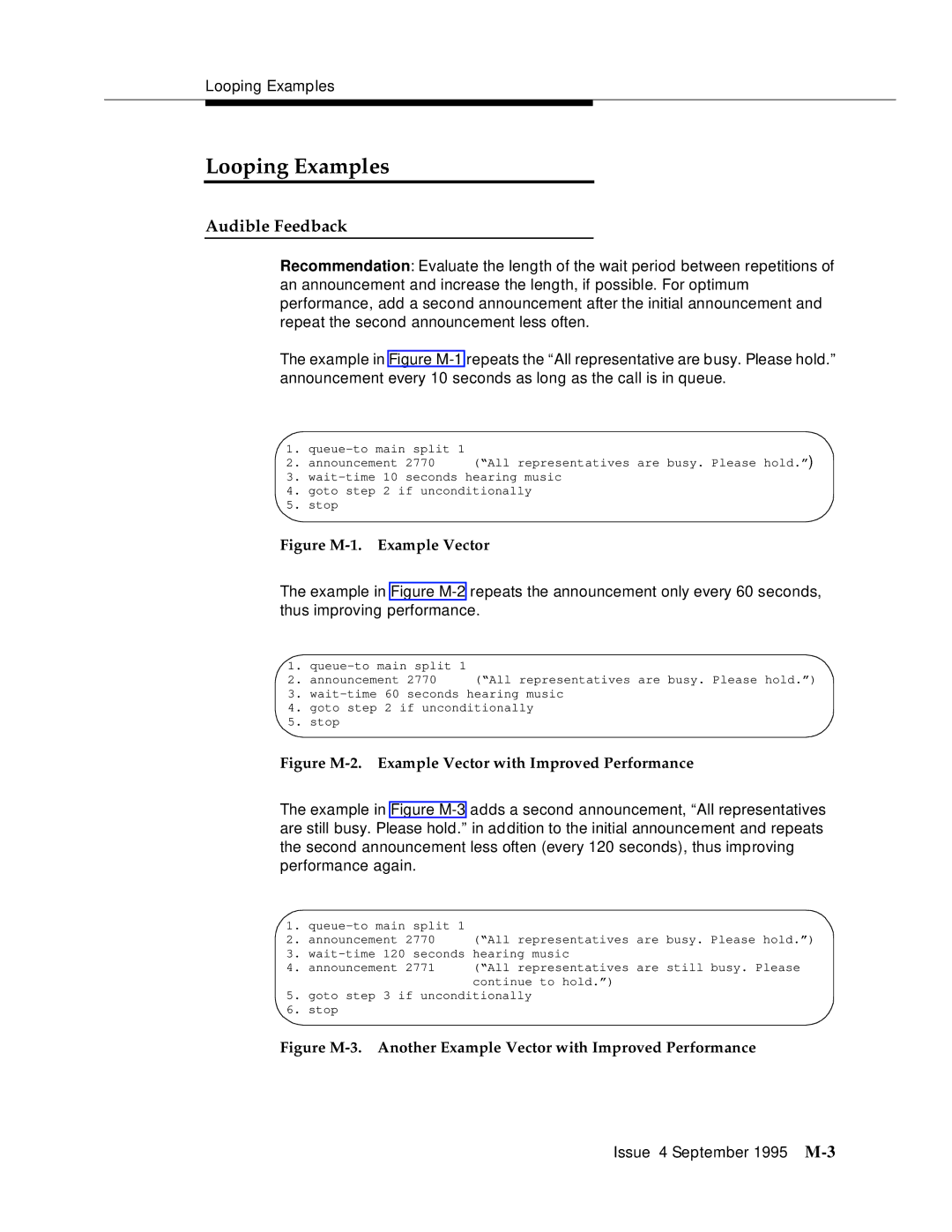 AT&T 555-230-520 manual Looping Examples, Audible Feedback 