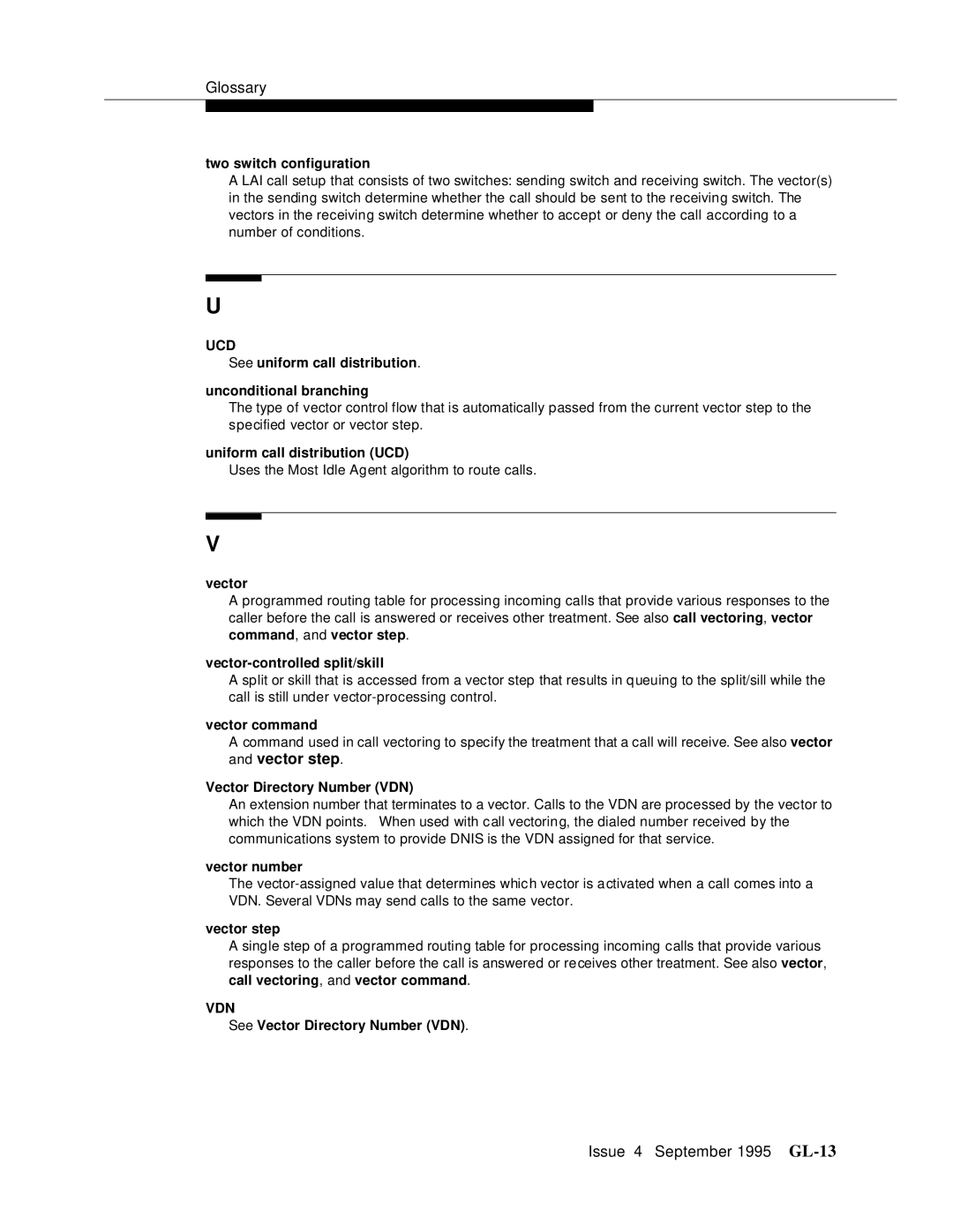 AT&T 555-230-520 manual Issue 4 September 1995 GL-13 