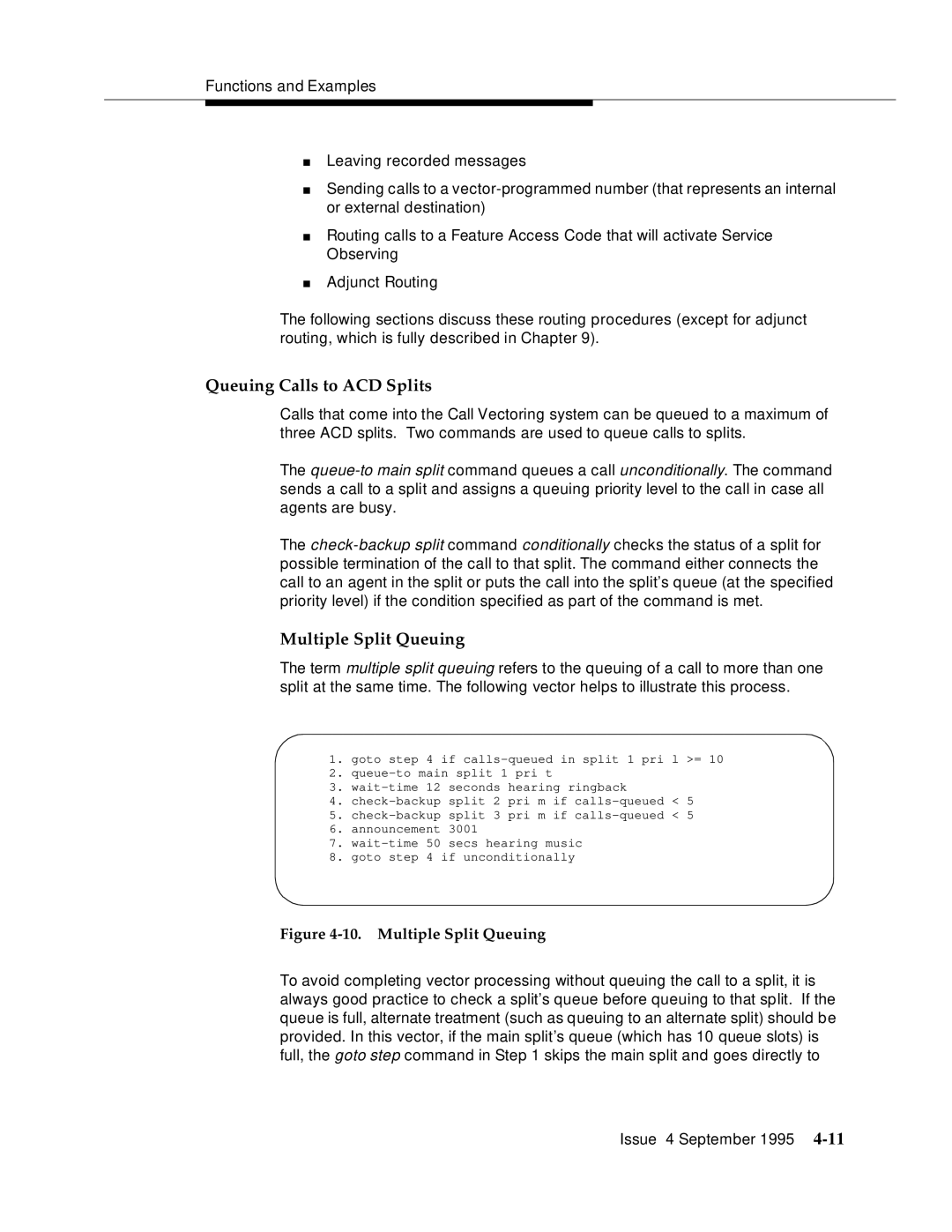 AT&T 555-230-520 manual Queuing Calls to ACD Splits, Multiple Split Queuing 