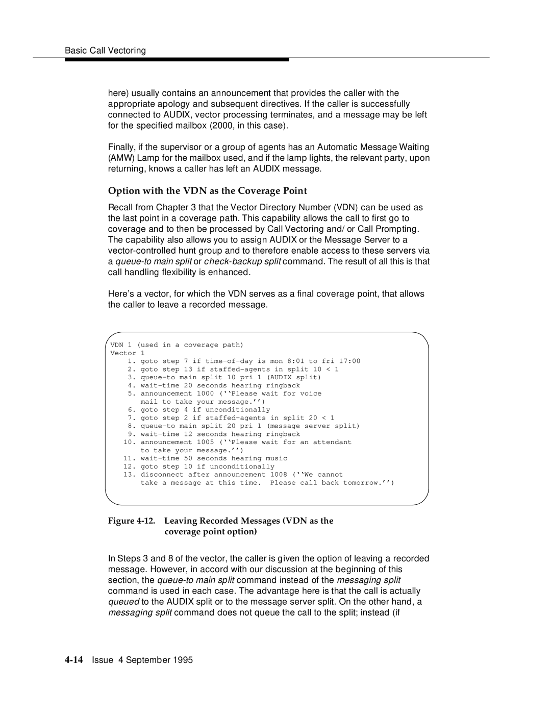 AT&T 555-230-520 manual Option with the VDN as the Coverage Point 