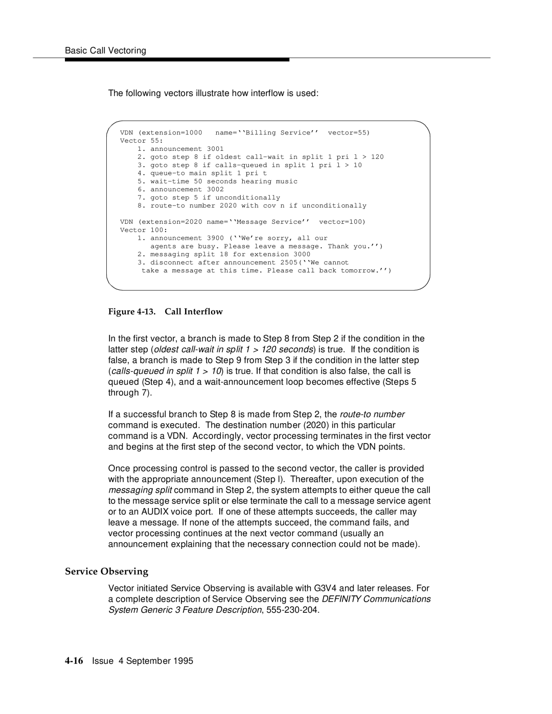 AT&T 555-230-520 manual Service Observing, Call Interflow 