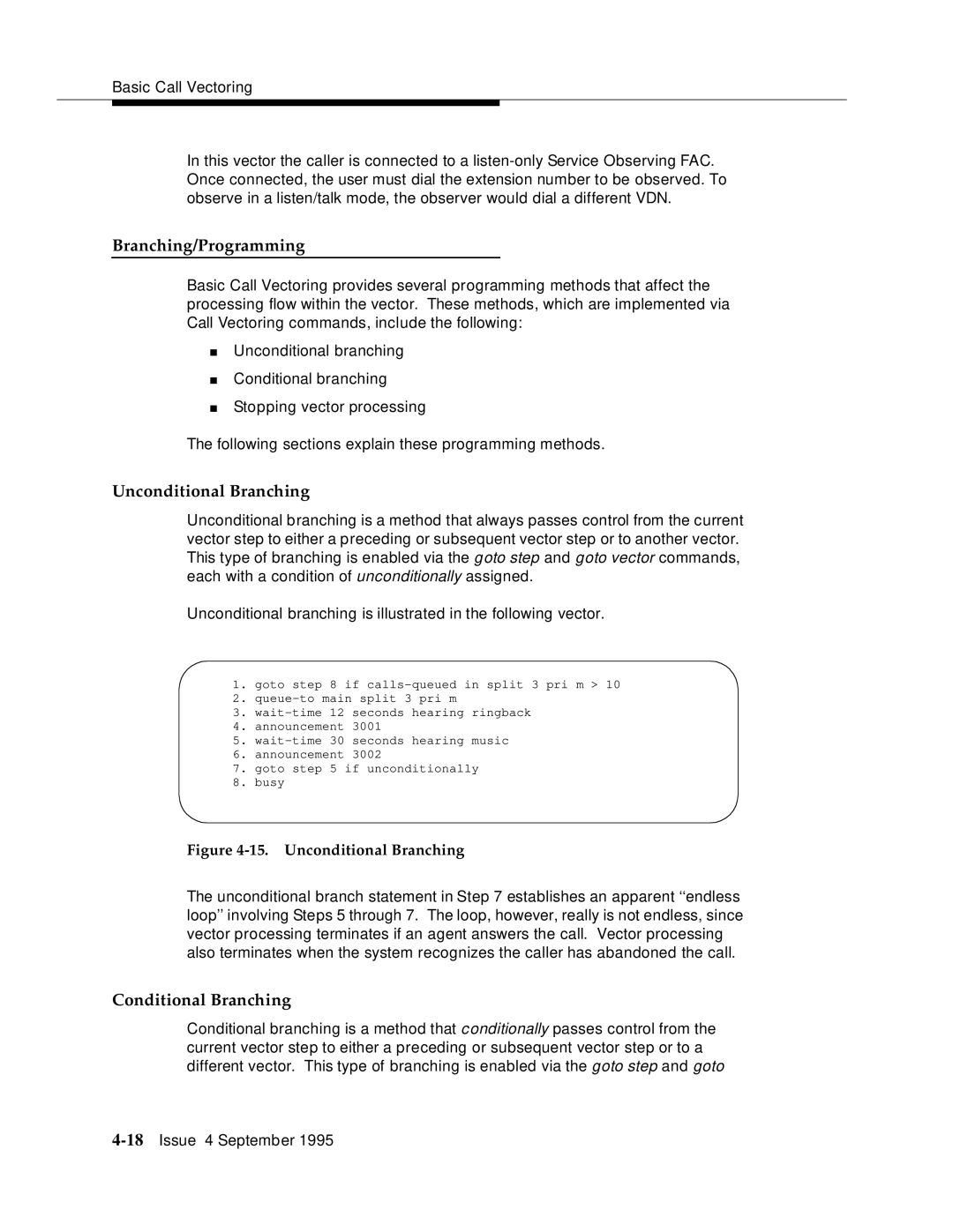 AT&T 555-230-520 manual Branching/Programming, Unconditional Branching, Conditional Branching 