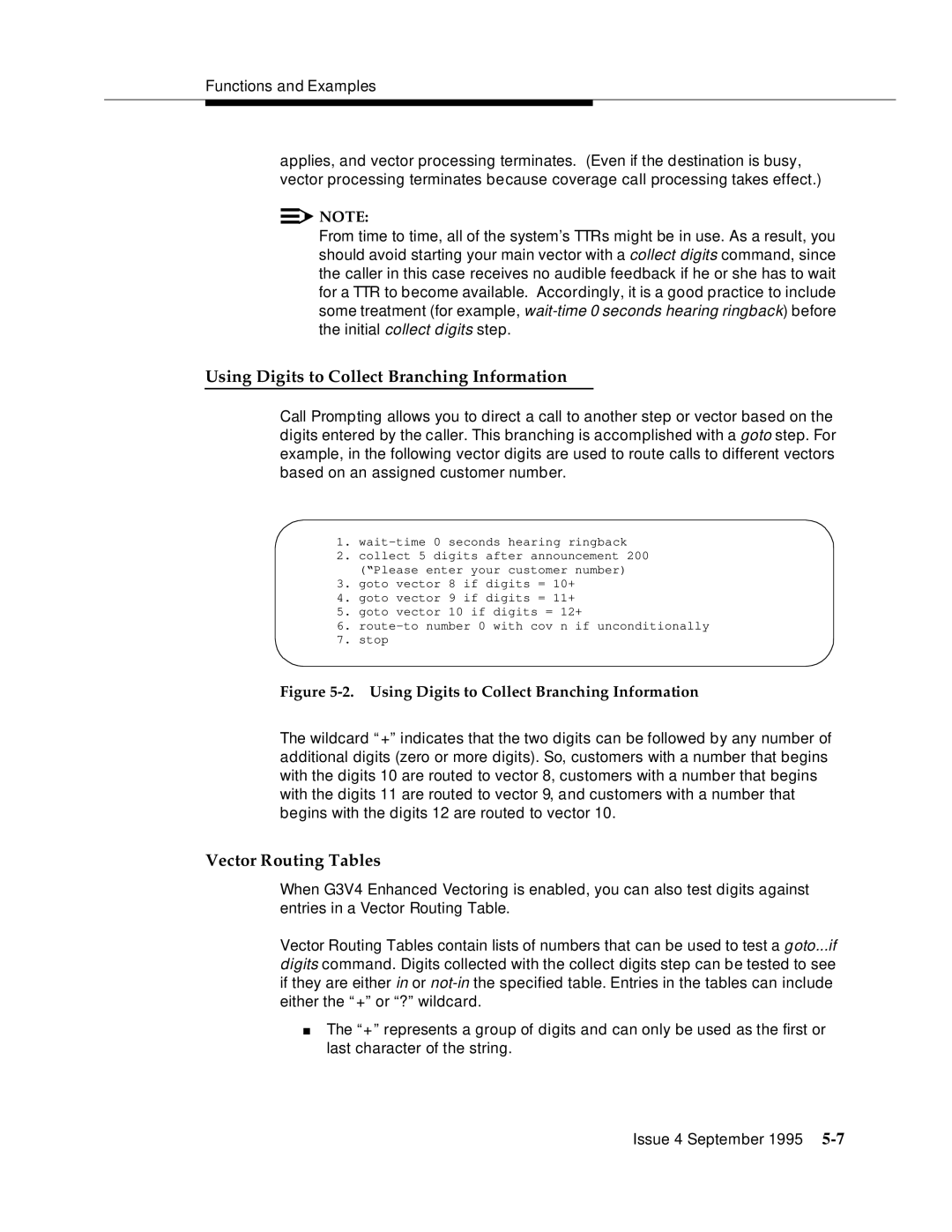 AT&T 555-230-520 manual Using Digits to Collect Branching Information, Vector Routing Tables 