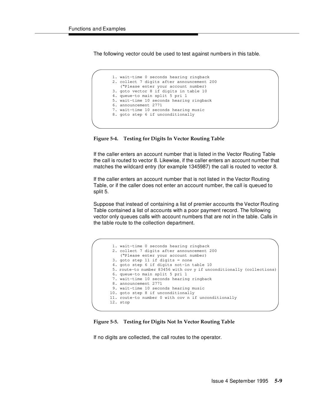 AT&T 555-230-520 manual Testing for Digits In Vector Routing Table 