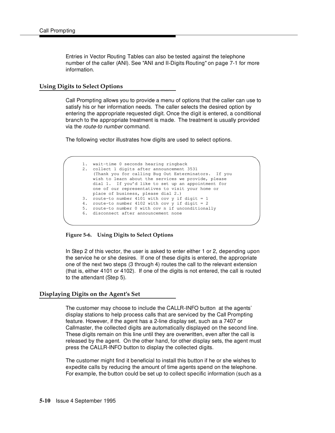 AT&T 555-230-520 manual Using Digits to Select Options, Displaying Digits on the Agent’s Set 