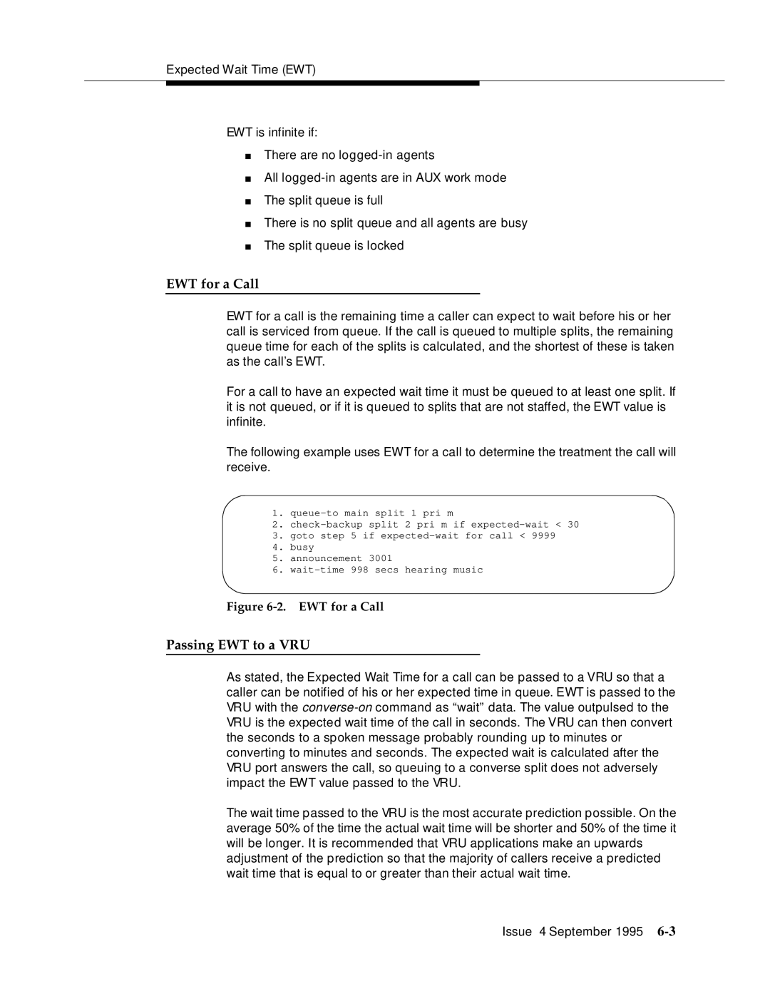 AT&T 555-230-520 manual EWT for a Call, Passing EWT to a VRU 