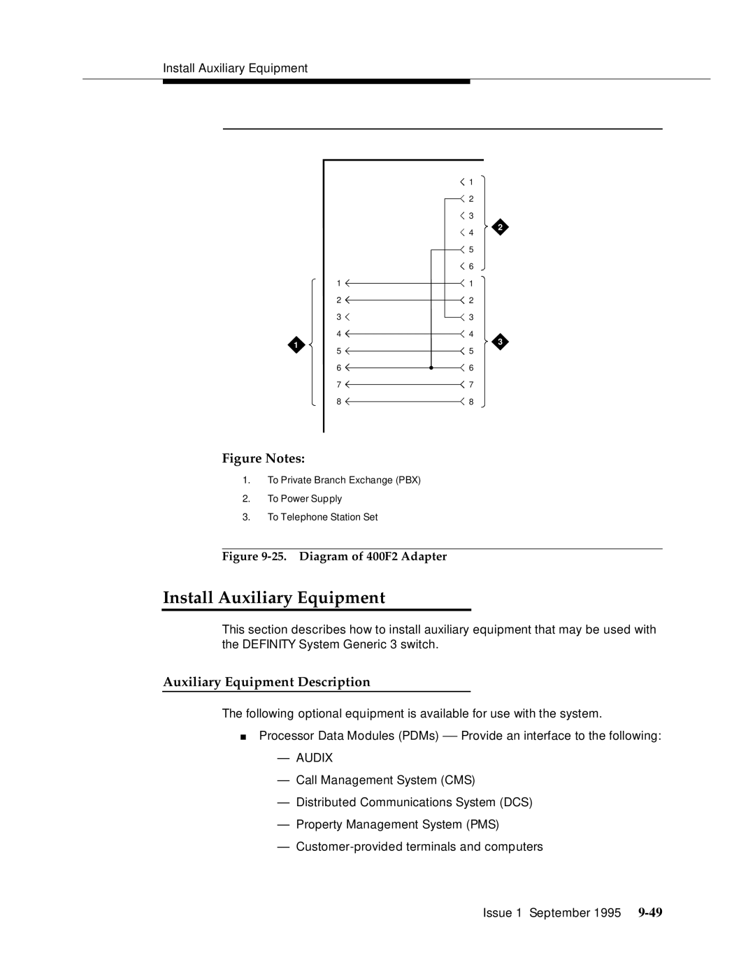 AT&T 555-230-894 manual Install Auxiliary Equipment, Auxiliary Equipment Description 