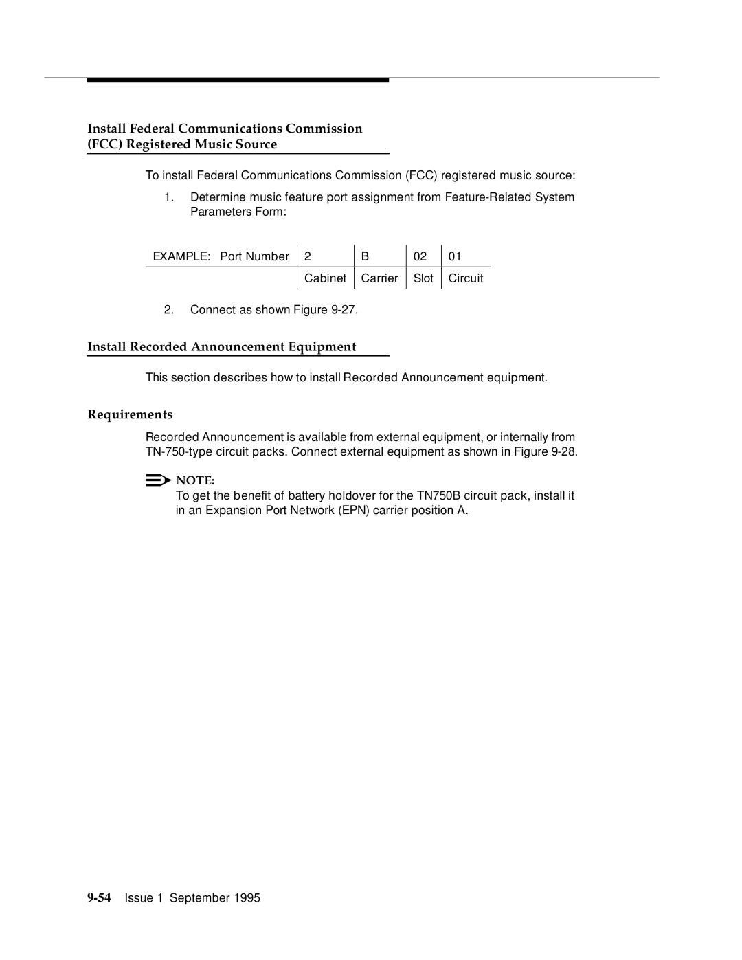 AT&T 555-230-894 manual Install Recorded Announcement Equipment 