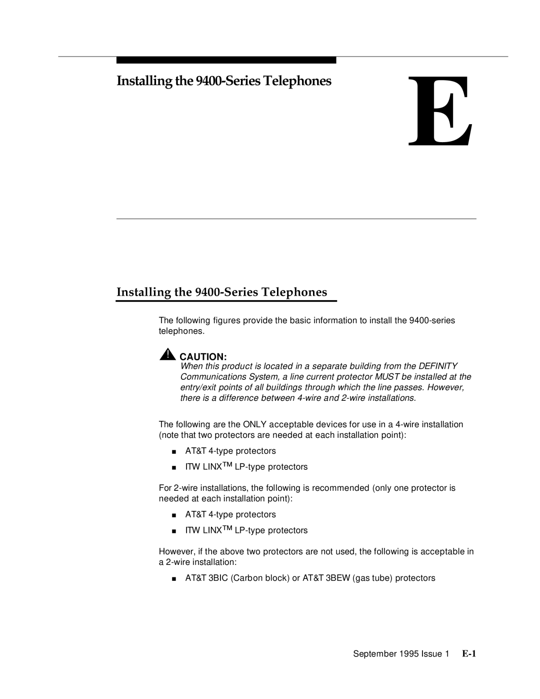 AT&T 555-230-894 manual Installing the 9400-Series Telephones 