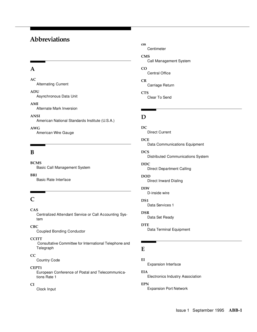 AT&T 555-230-894 manual Abbreviations 