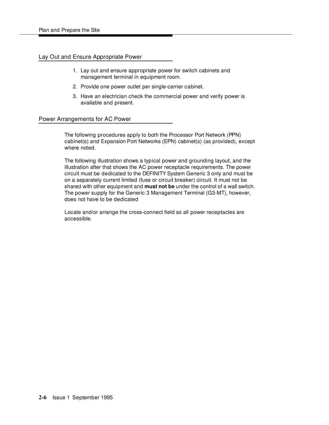 AT&T 555-230-894 manual Lay Out and Ensure Appropriate Power, Power Arrangements for AC Power 