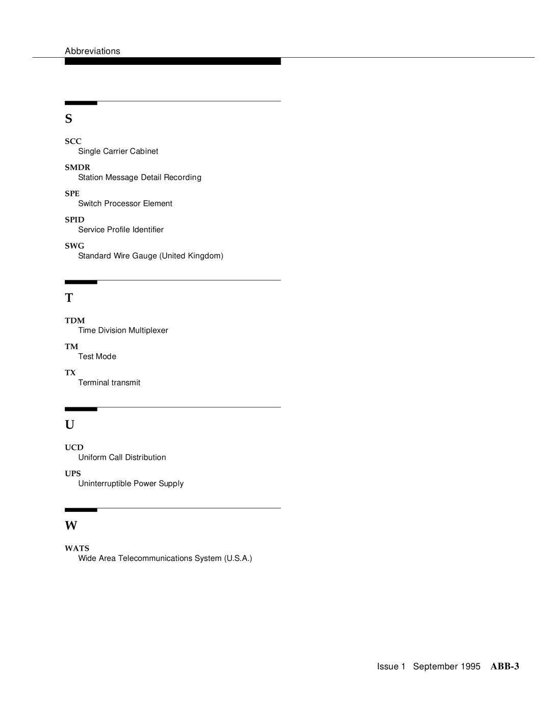 AT&T 555-230-894 manual Issue 1 September 1995 ABB-3 