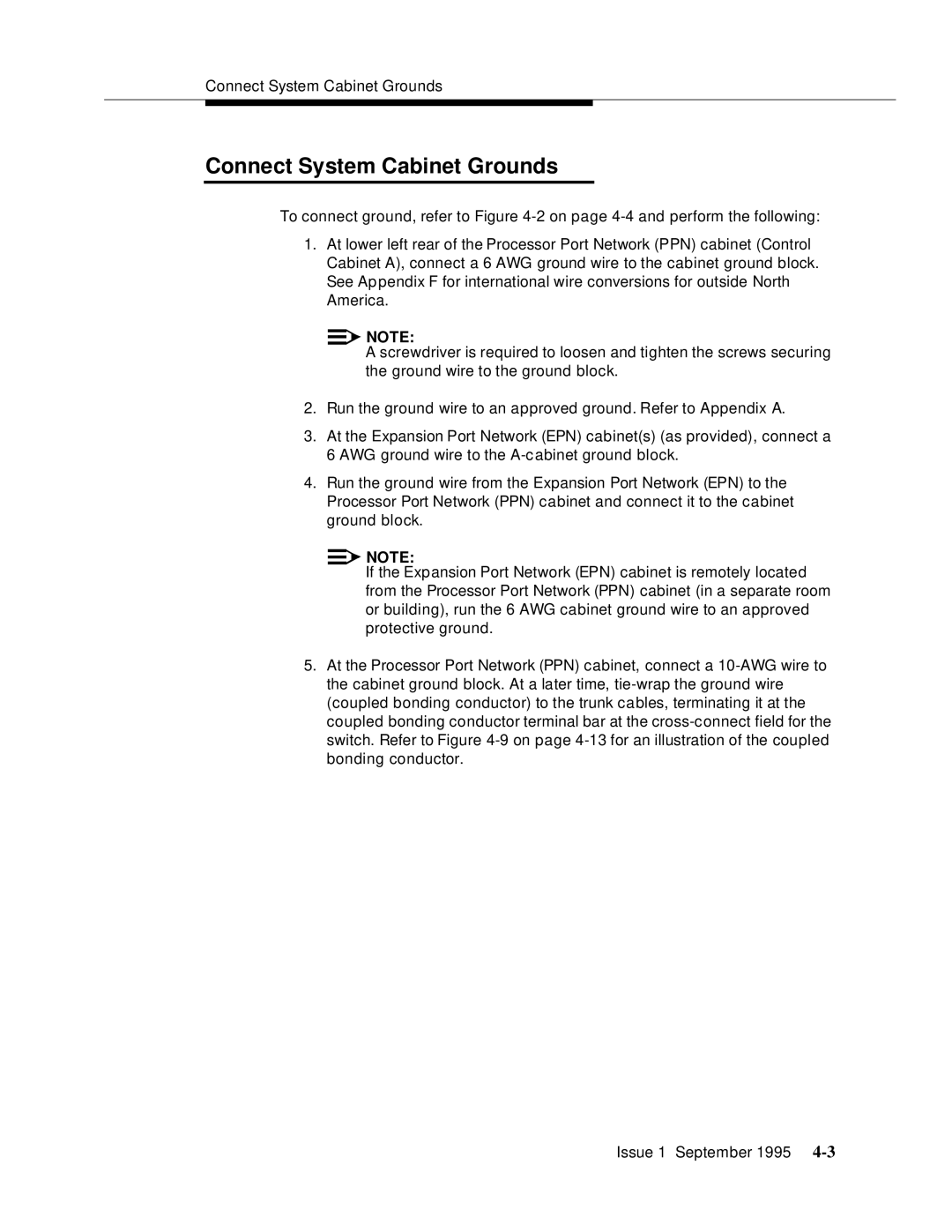 AT&T 555-230-894 manual Connect System Cabinet Grounds 