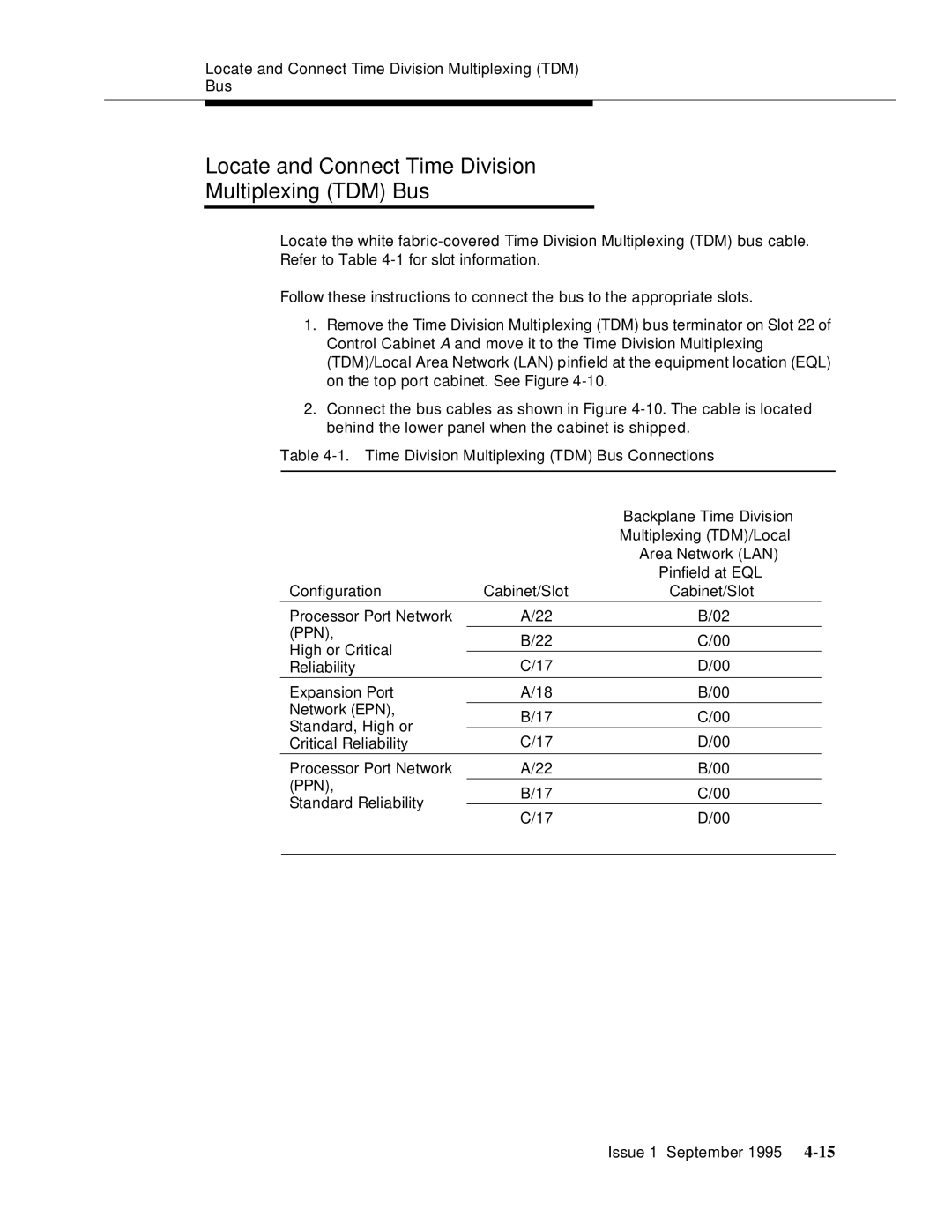 AT&T 555-230-894 manual Locate and Connect Time Division Multiplexing TDM Bus 