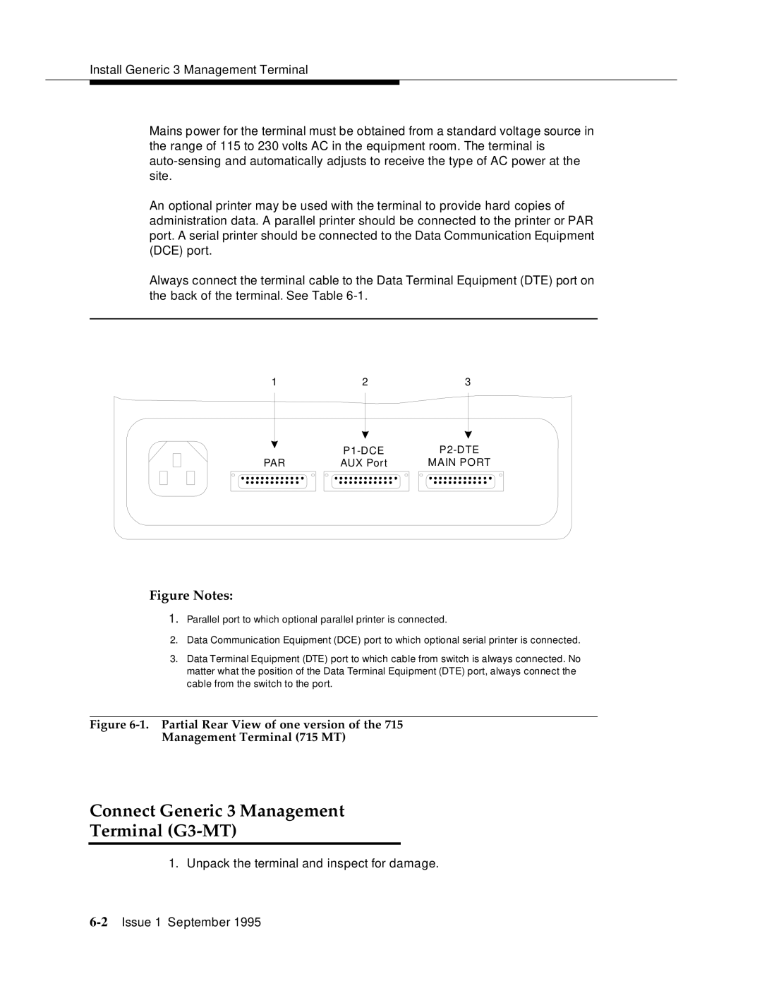 AT&T 555-230-894 Connect Generic 3 Management Terminal G3-MT, Partial Rear View of one version Management Terminal 715 MT 