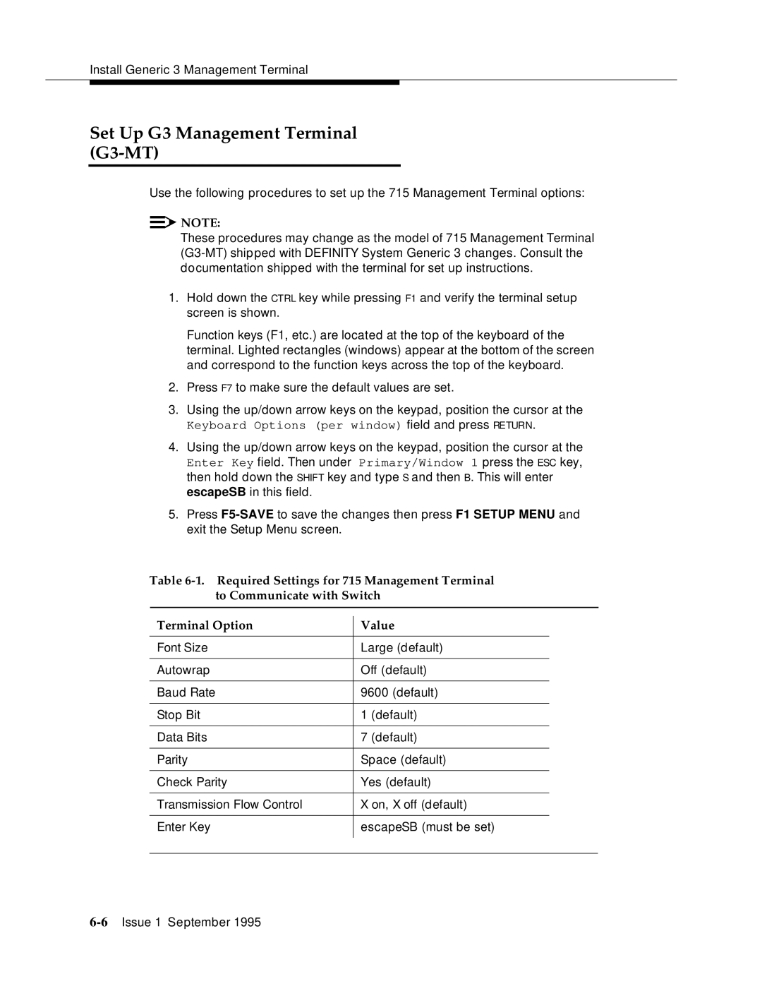 AT&T 555-230-894 manual Set Up G3 Management Terminal G3-MT 