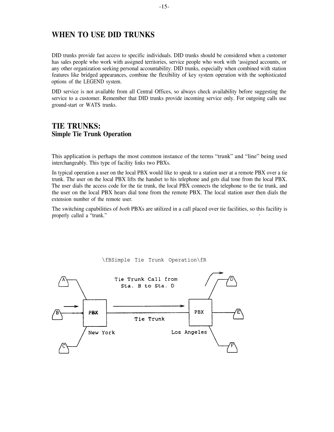 AT&T 555-600-736 manual When to USE did Trunks, TIE Trunks, Simple Tie Trunk Operation 