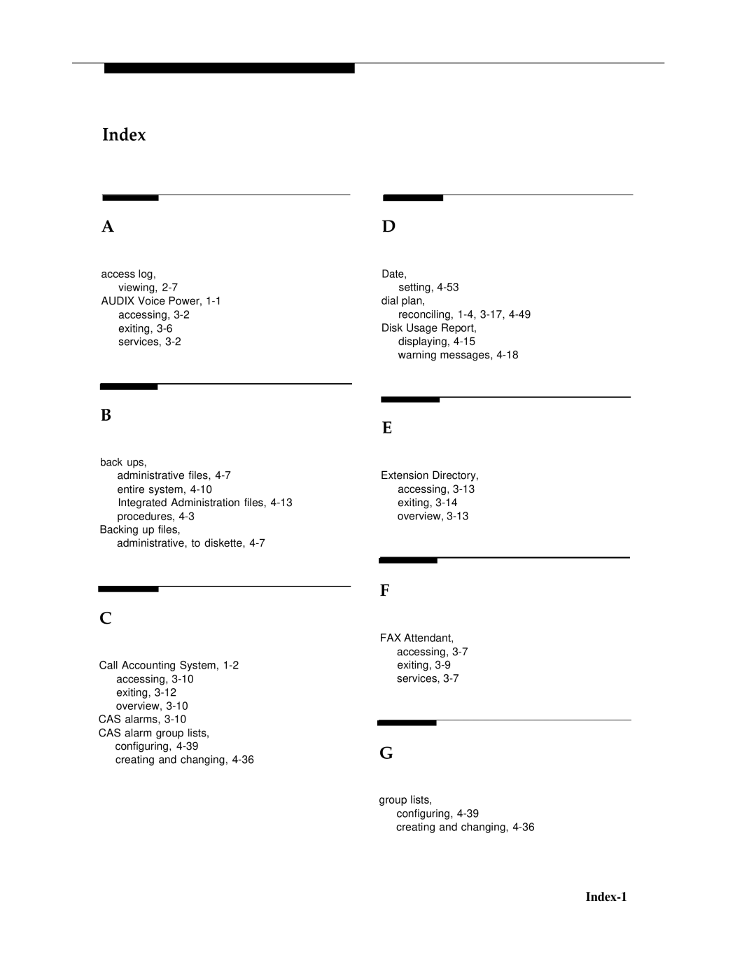 AT&T 555-601-010ADD manual Index-1 