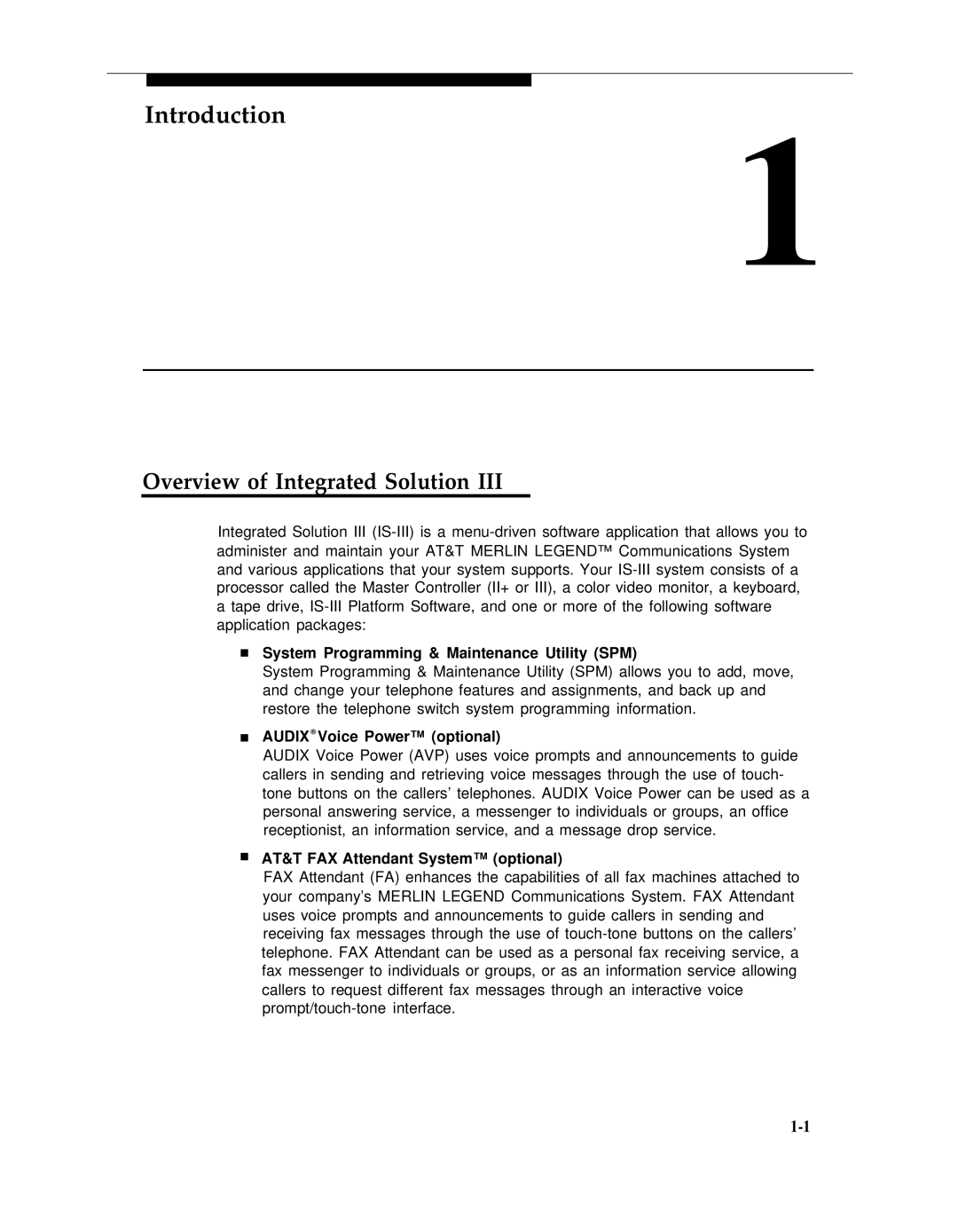 AT&T 555-601-010ADD manual Introduction, Overview of Integrated Solution 