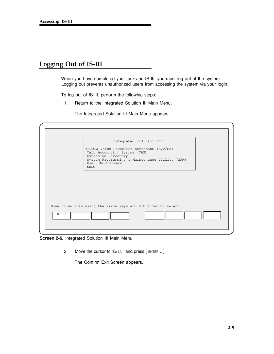 AT&T 555-601-010ADD manual Logging Out of IS-III 