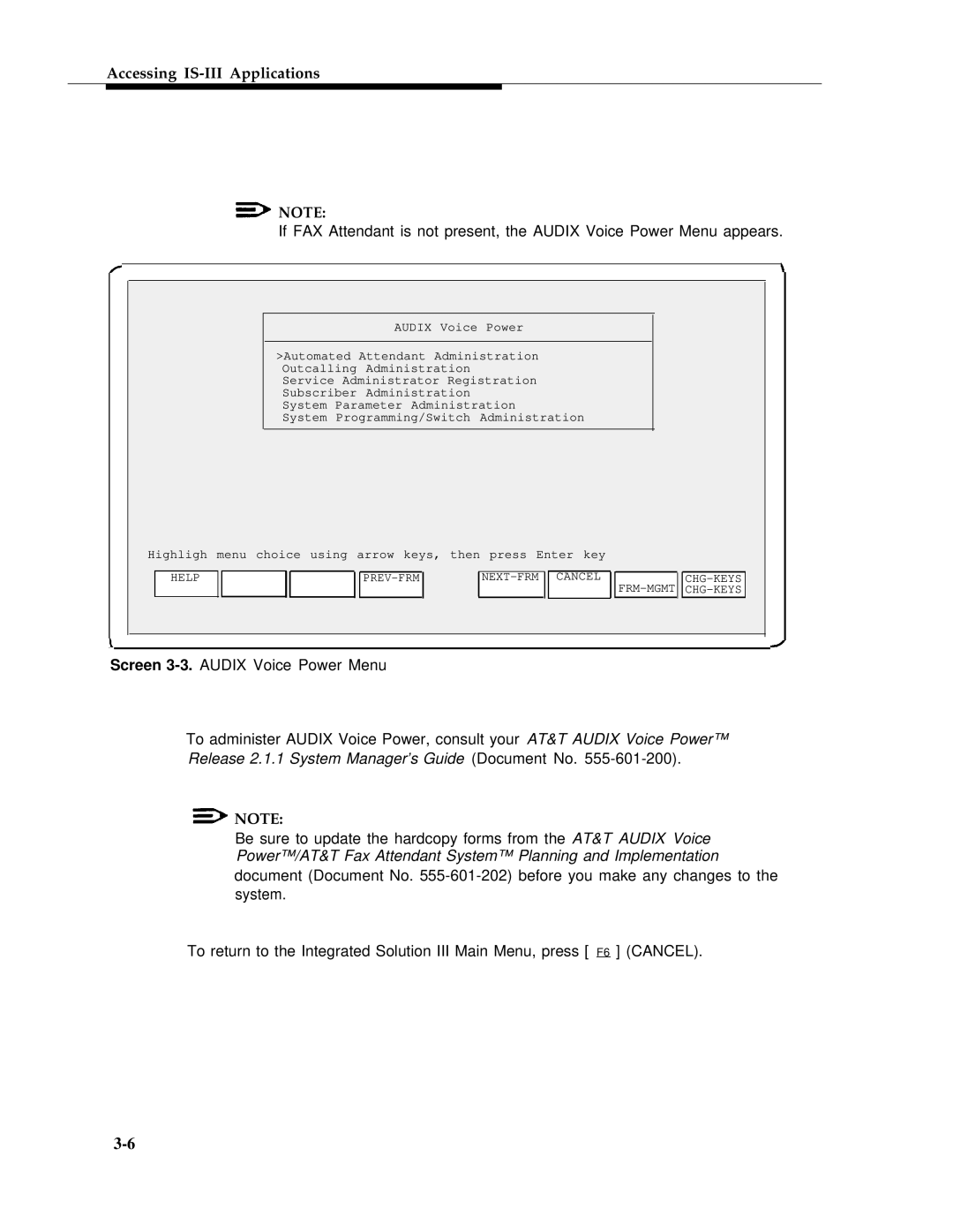 AT&T 555-601-010ADD manual Highligh menu choice using arrow keys, then press Enter key 