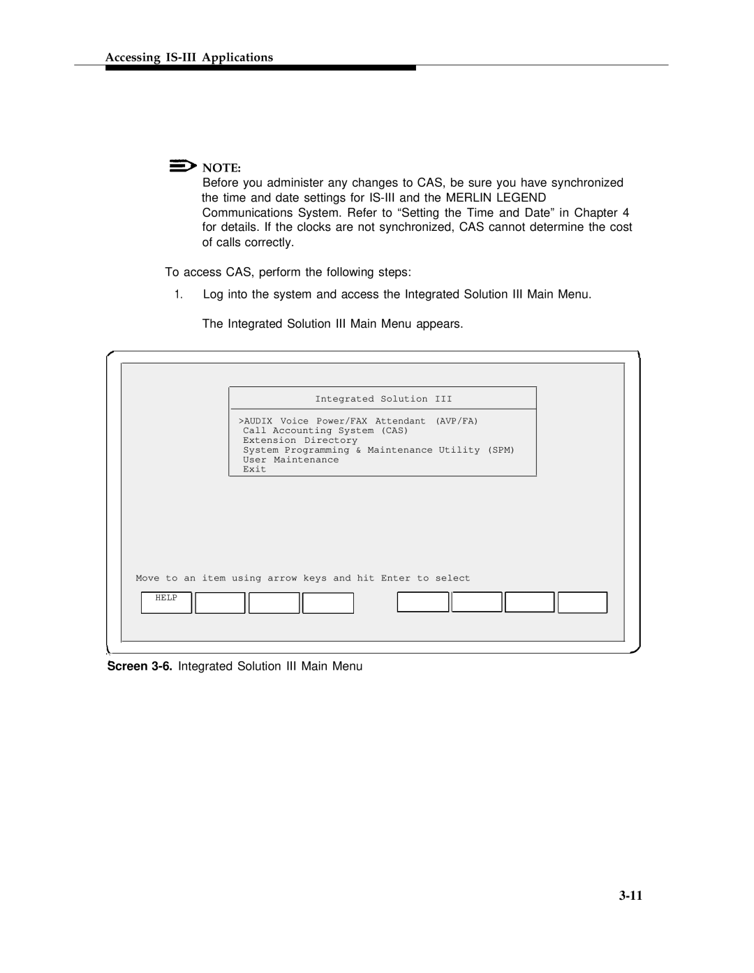 AT&T 555-601-010ADD manual Screen 3-6.Integrated Solution III Main Menu 