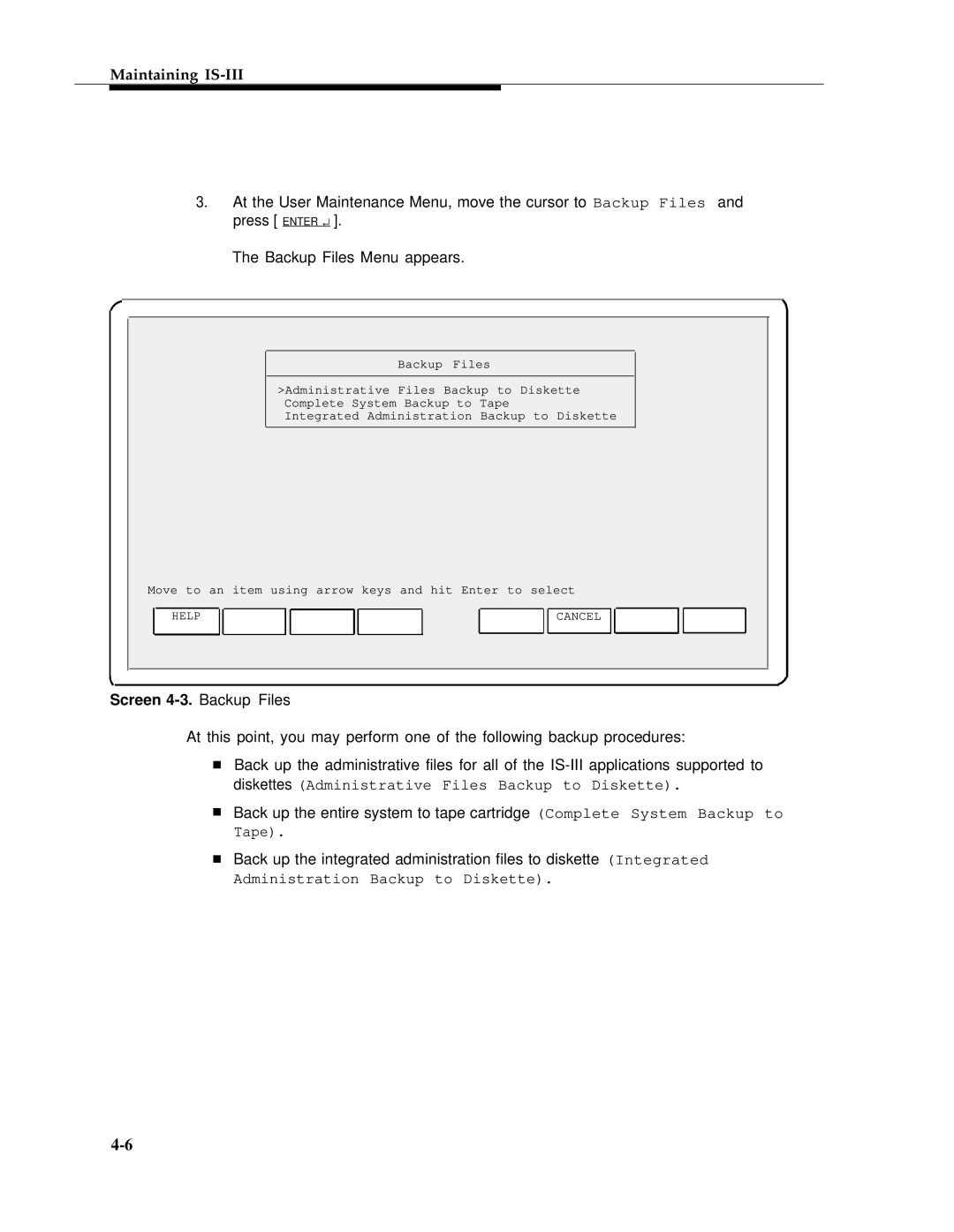 AT&T 555-601-010ADD manual Screen 4-3. Backup Files 