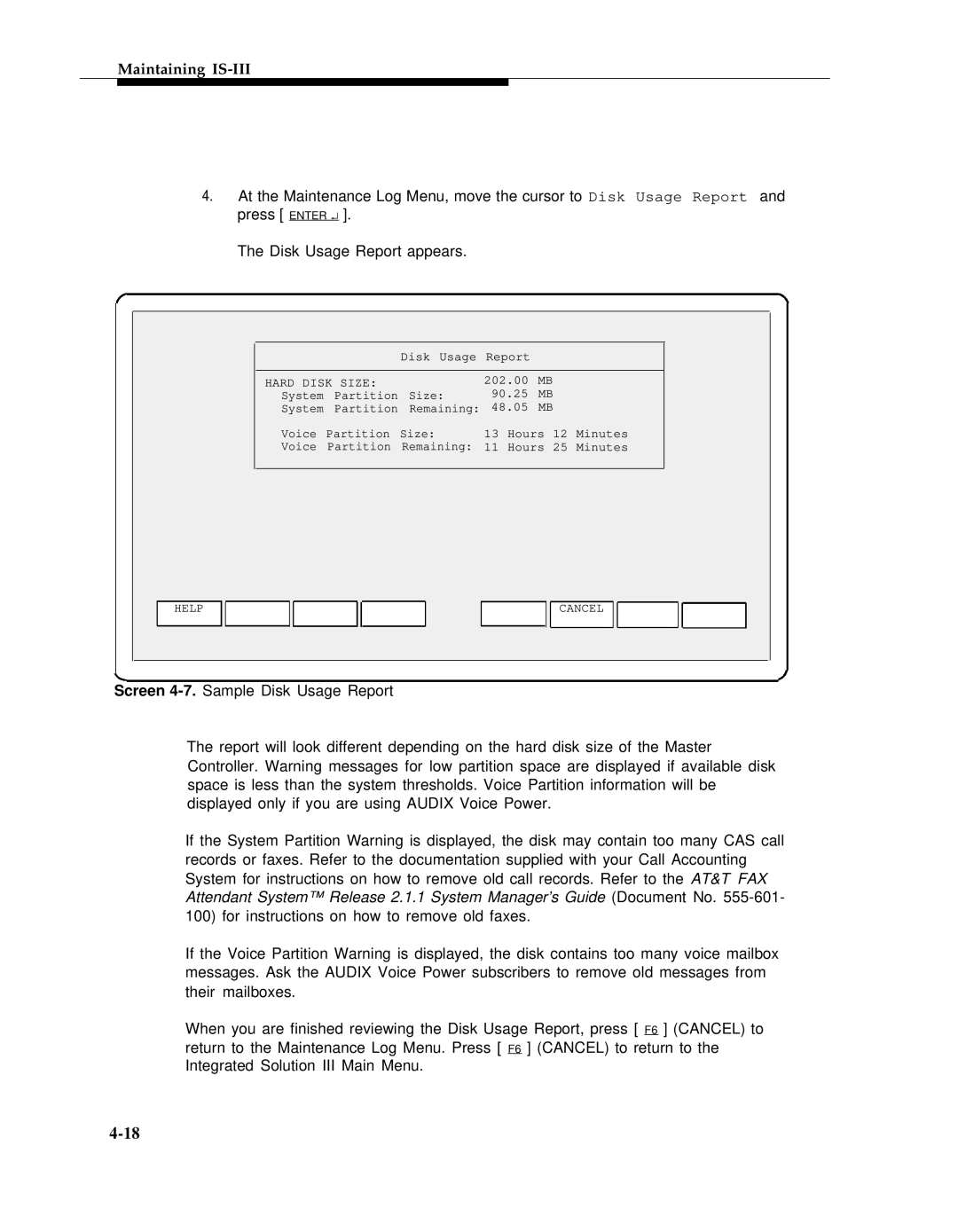 AT&T 555-601-010ADD manual Hard Disk Size 