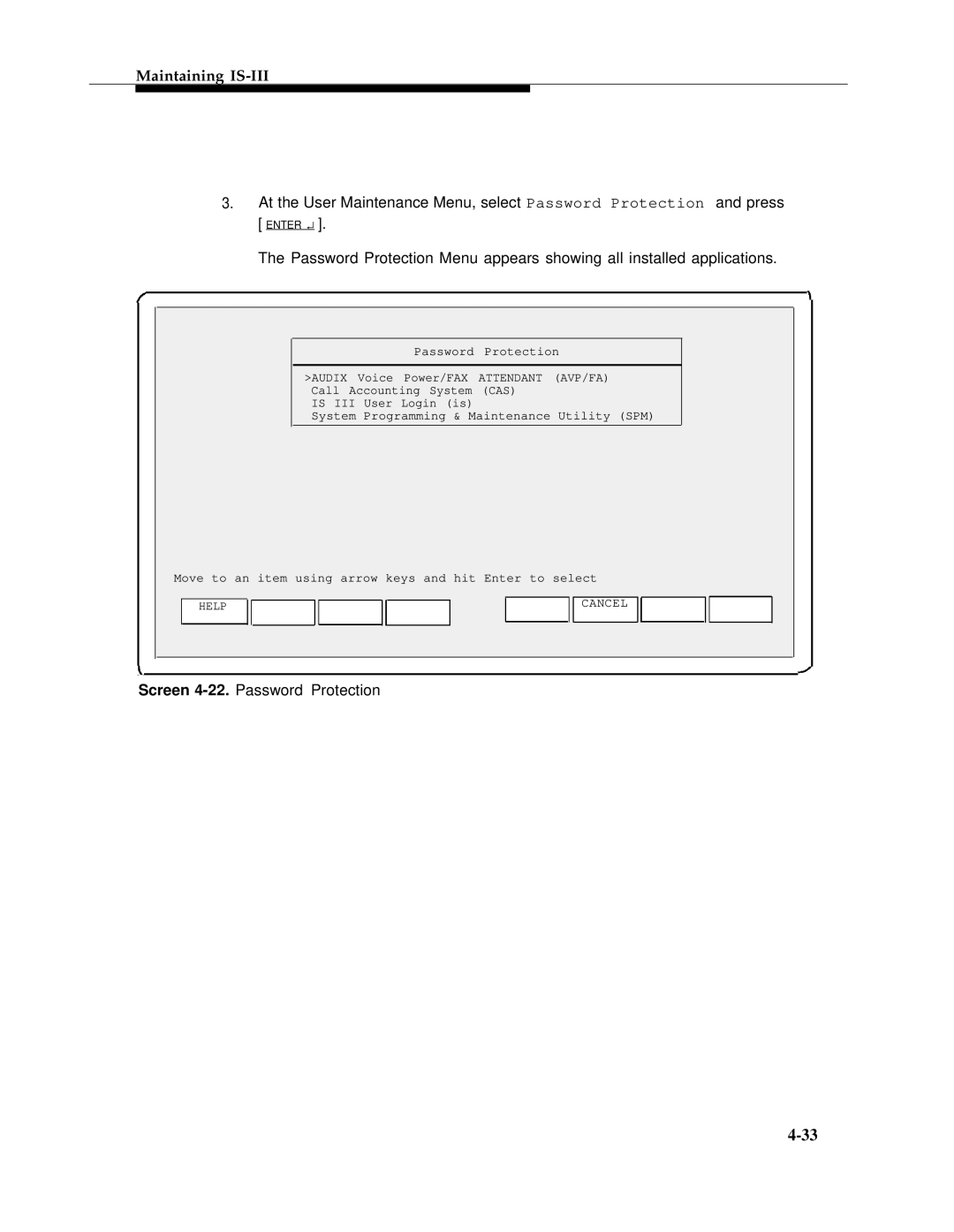 AT&T 555-601-010ADD manual Screen 4-22.Password Protection 