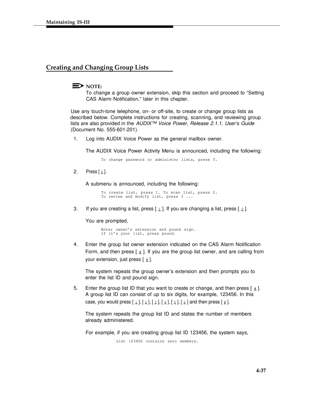 AT&T 555-601-010ADD manual Creating and Changing Group Lists 