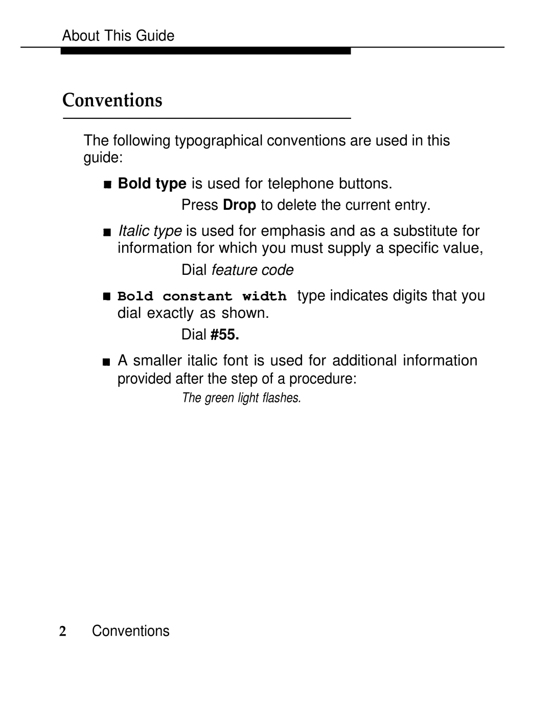 AT&T 555-620-126 manual Conventions, Dial feature code 